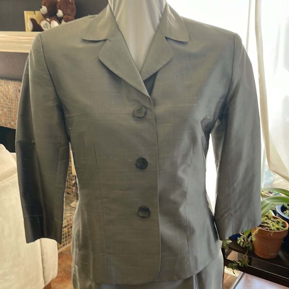 Silver silk dress and jacket